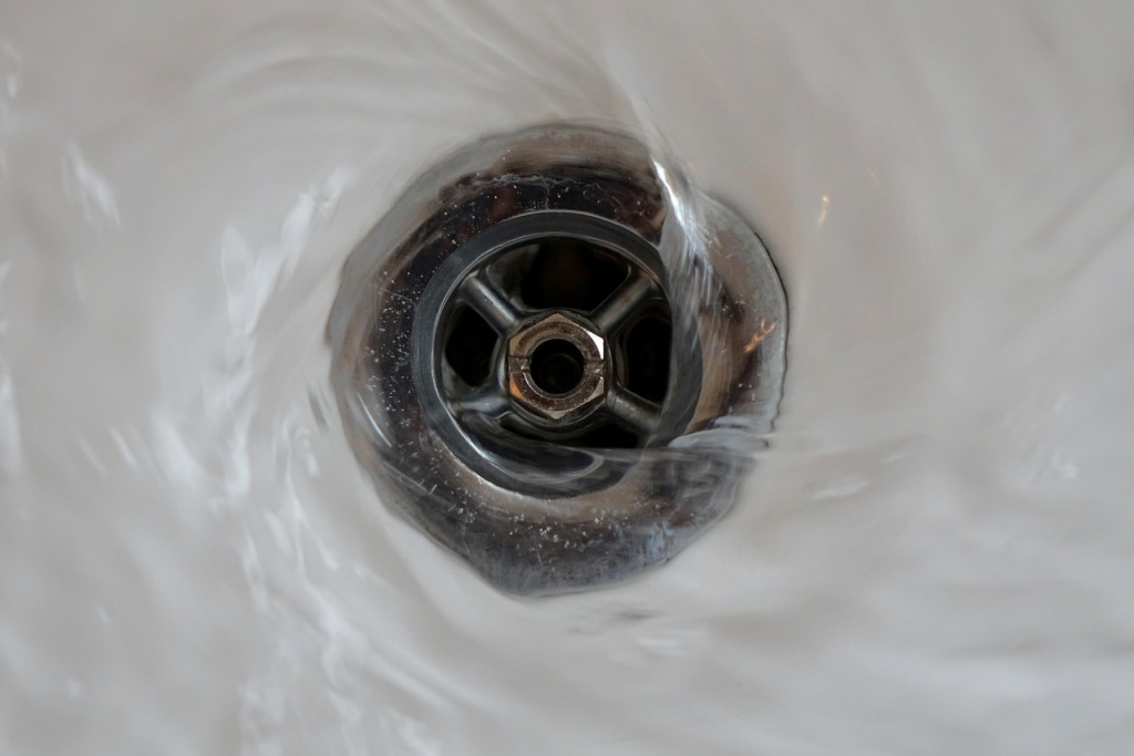 Water flowing through a clean drain