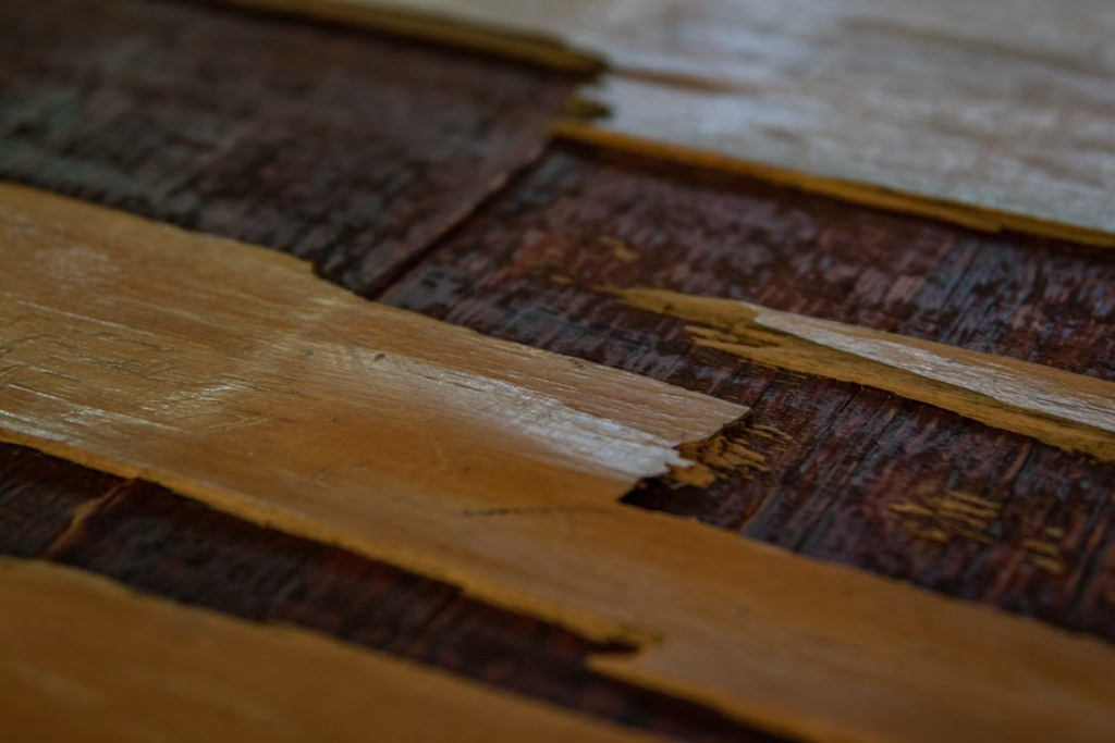 Damaged wooden flooring caused by moisture